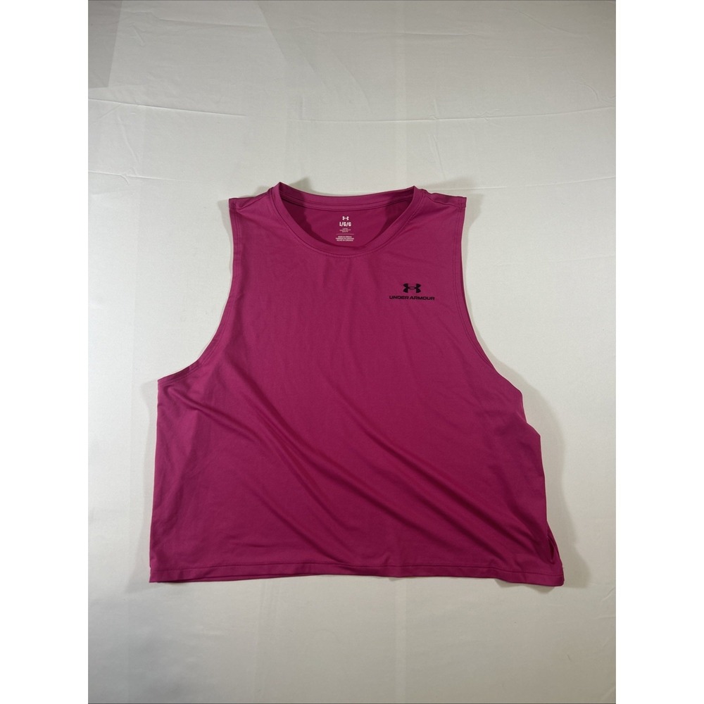 Under Armour Tank Top Womens Large Pink Rush Tank Solid Athletic Workout Gym